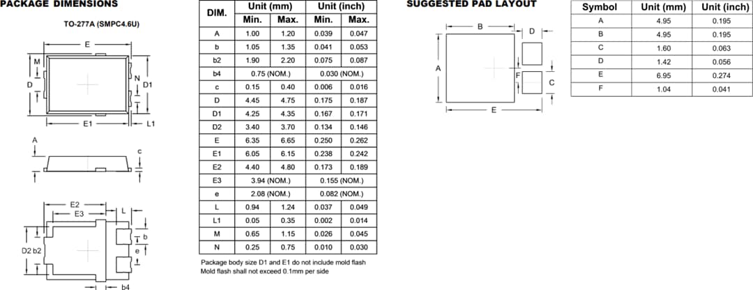 Mechanical Drawing - Taiwan Semiconductor PUUPx Series Ultra Fast Recovery Rectifiers