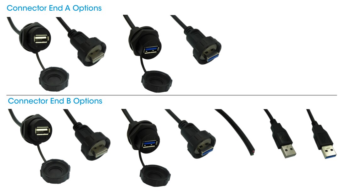 Stewart Connector / Cinch Connectivity Solutions IP67 USB Type-A Cable Assemblies