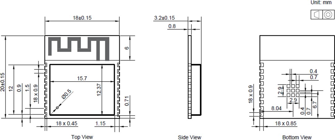 Mechanical Drawing - Espressif Systems ESP32-C3-WROOM-02 Wi-Fi® / BLE Module