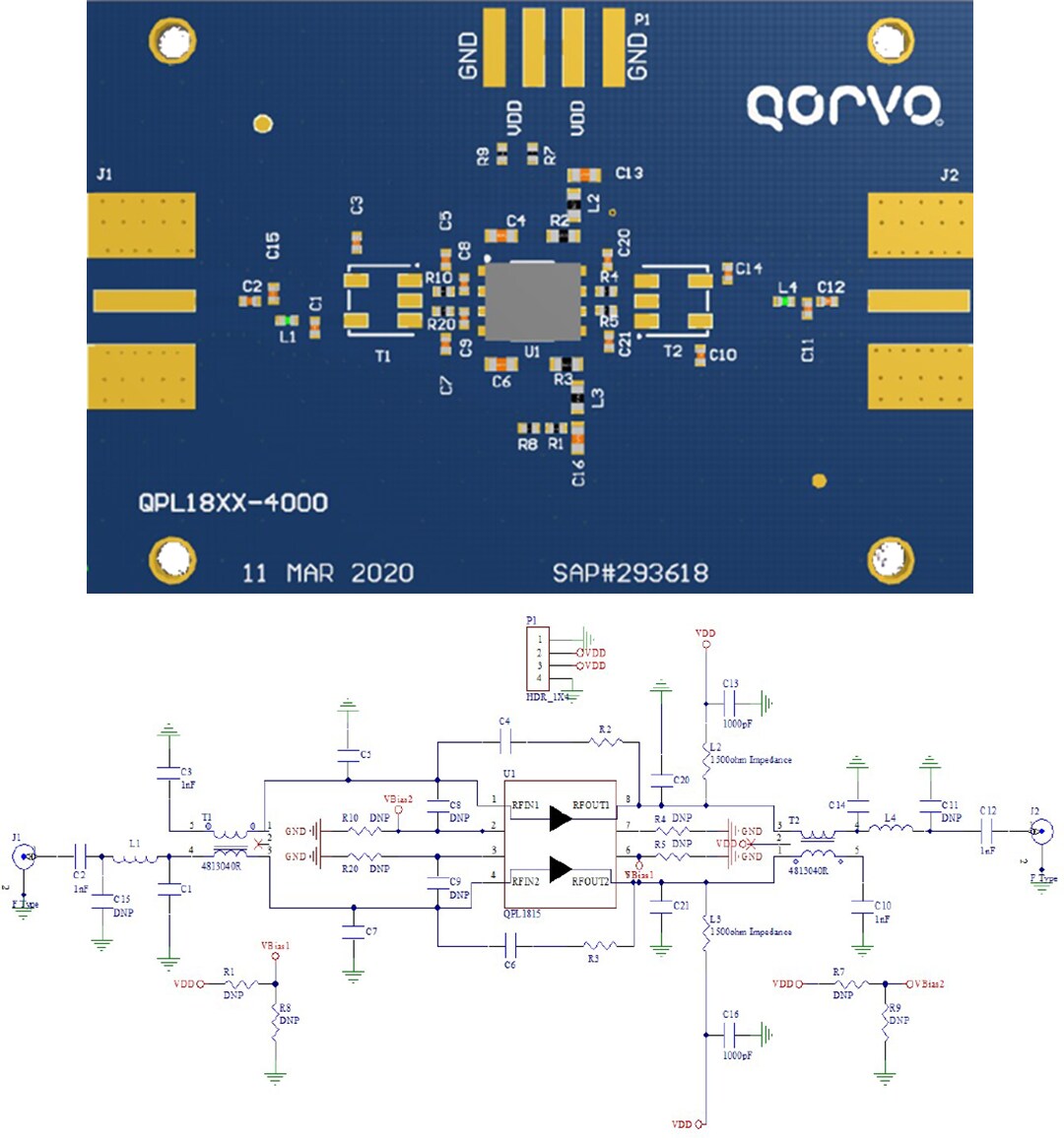 Schematic - Qorvo QPL1815EVB Evaluation Board