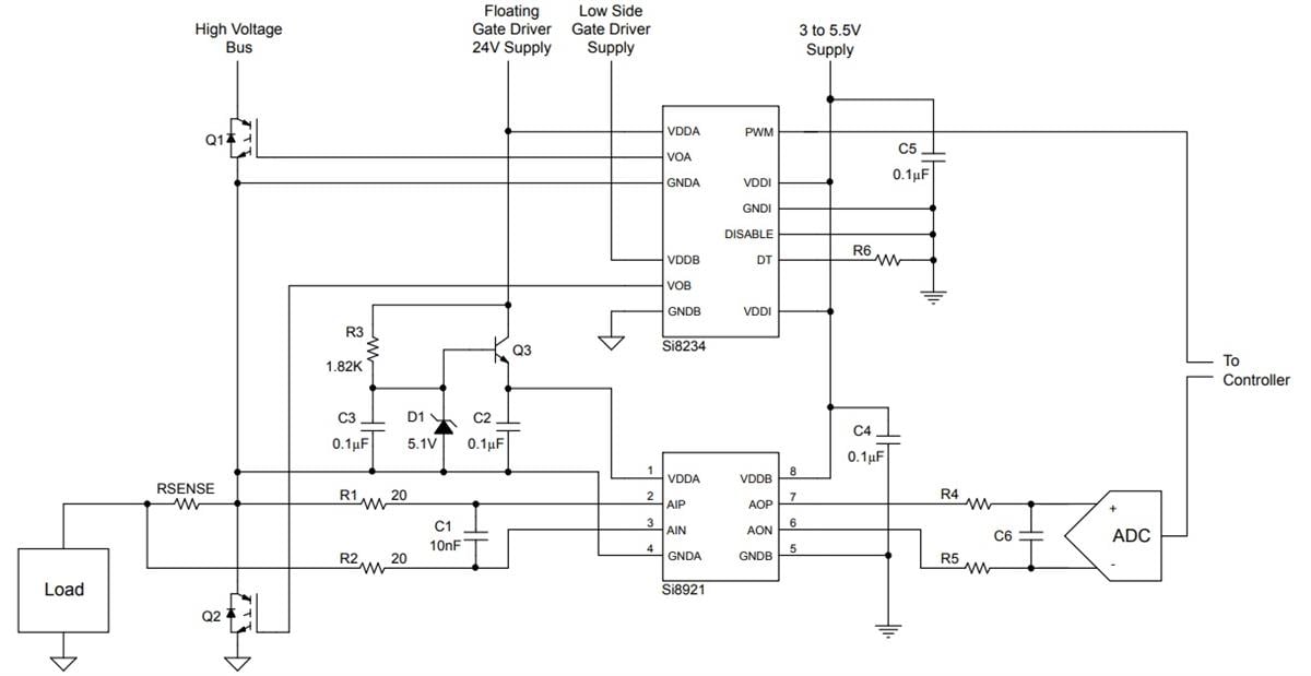 Application Circuit Diagram - Skyworks Solutions Inc. Si892x Isolated Amplifiers