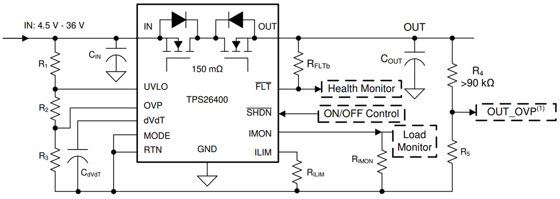 Schematic - Texas Instruments TPS2640 42V 2A eFuses