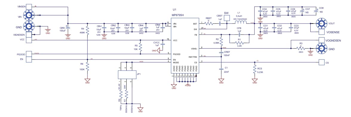 Schematic - Monolithic Power Systems (MPS) EV8795H-LE-00A Evaluation Board