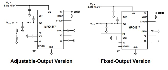 Application Circuit Diagram - Monolithic Power Systems (MPS) MPQ4317 Synchronous Step-Down Converters