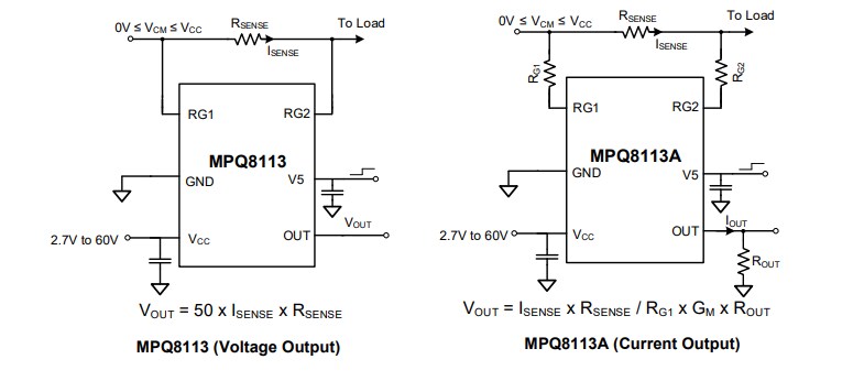 Application Circuit Diagram - Monolithic Power Systems (MPS) MPQ811x High-Side Current-Sense Amplifiers
