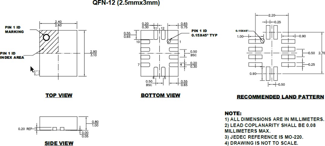 Mechanical Drawing - Monolithic Power Systems (MPS) MP2665A Single-Cell Li-Ion Charger