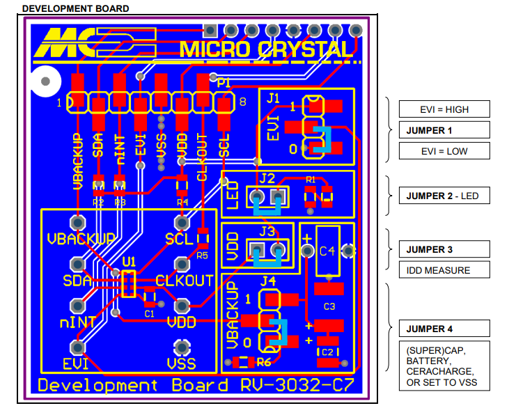 Chart - Micro Crystal RV-3032-C7 Development Board