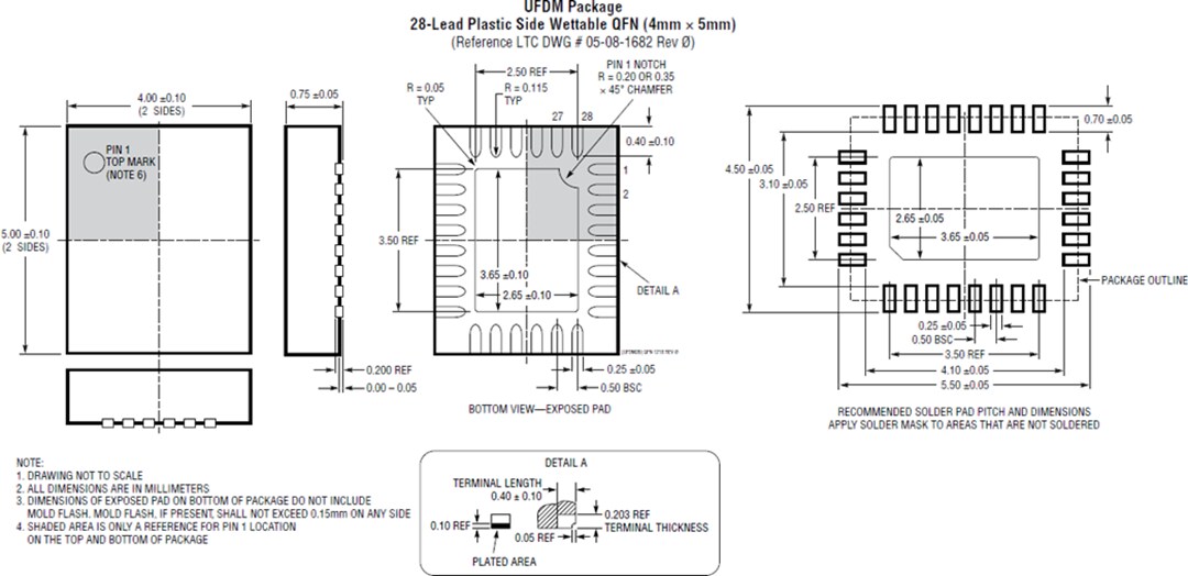 Mechanical Drawing - Analog Devices Inc. LT8355-1 Dual LED Controller with Scalable Dimming