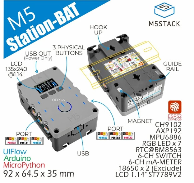 M5Stack M5Station-485/BAT ESP32 IoT Development Modules