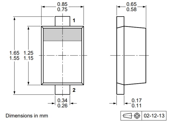 Mechanical Drawing - Nexperia BZX58550-Q Low-Current Voltage Regulator Diodes