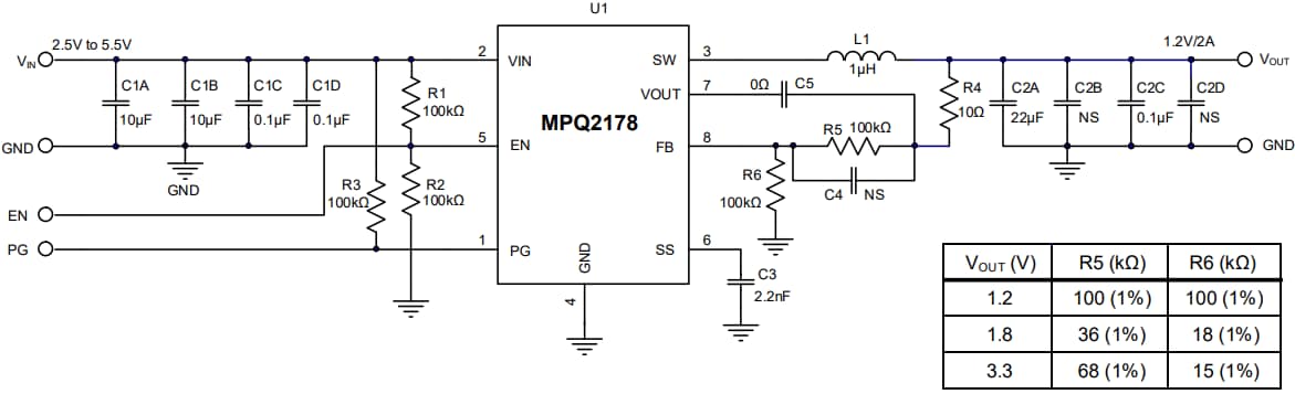 Schematic - Monolithic Power Systems (MPS) EVQ2178 Evaluation Board