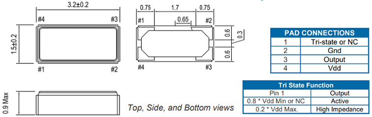 ECS ECS-3215MV-327KE SMD MultiVolt™ Crystal Oscillator