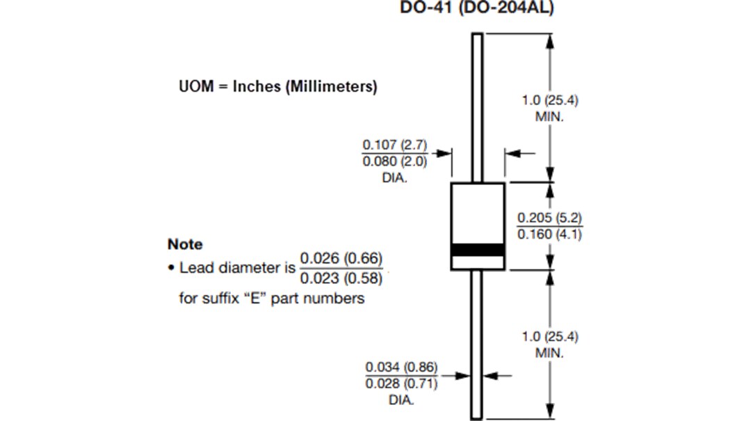 Mechanical Drawing - Vishay General Semiconductor 1N400xGP General Purpose Plastic Rectifiers
