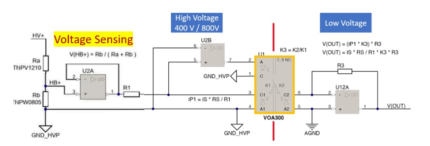 Application Circuit Diagram - Vishay VOA300 Automotive Qualified Linear Optocouplers