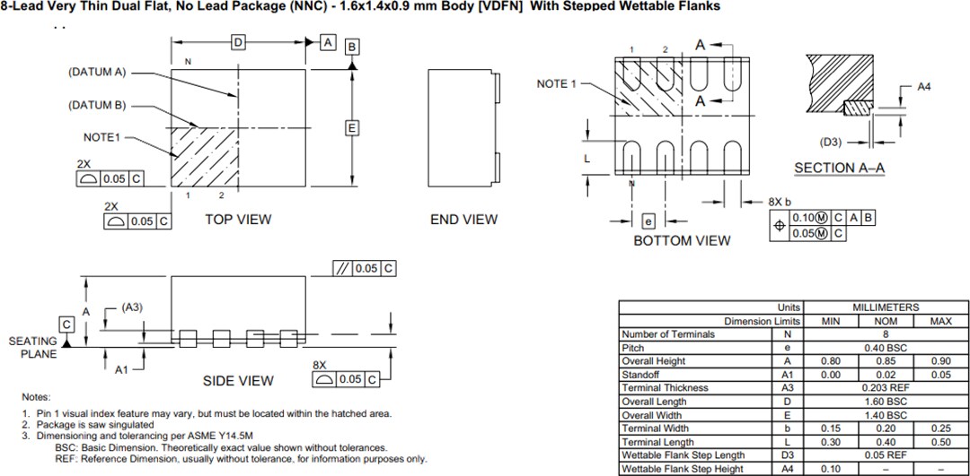 Mechanical Drawing - Microchip Technology SY75602, SY75603, SY75604 PCIe Clock Buffers