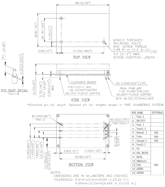 Mechanical Drawing - Delta Electronics Q48SK Quarter Brick DC/DC Converters