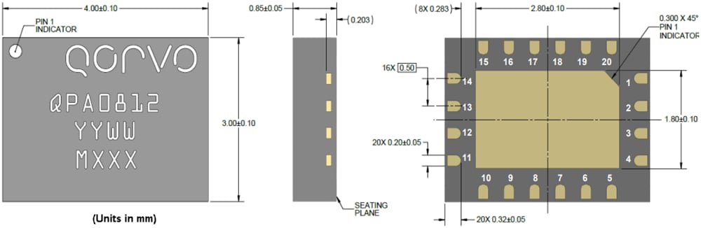Mechanical Drawing - Qorvo QPA0812 Power Amplifiers