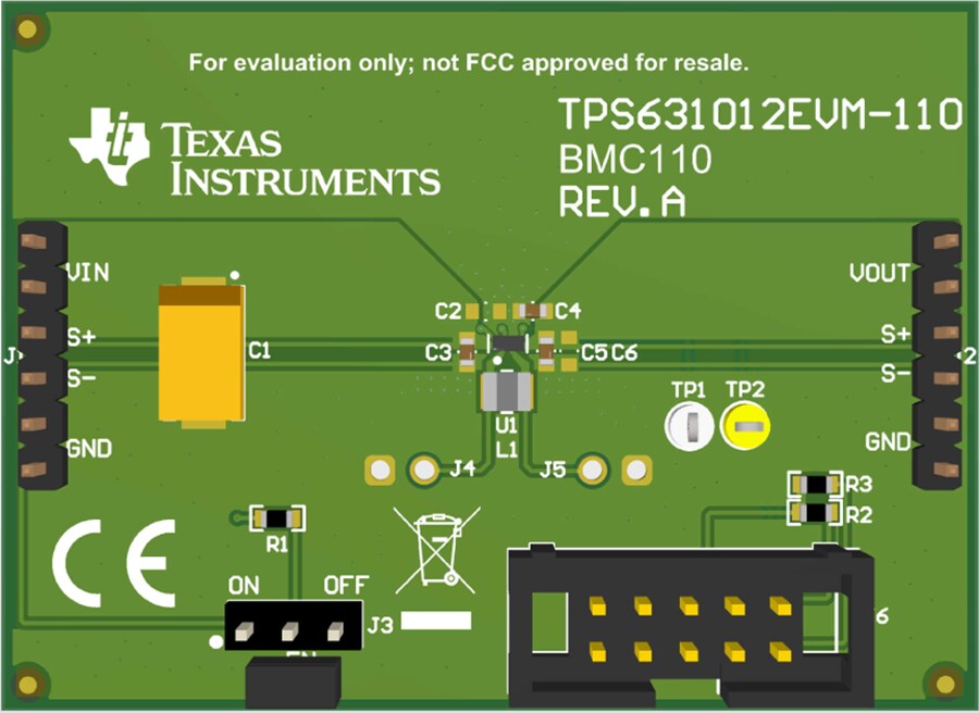Mechanical Drawing - Texas Instruments TPS631012EVM Converter Evaluation Module