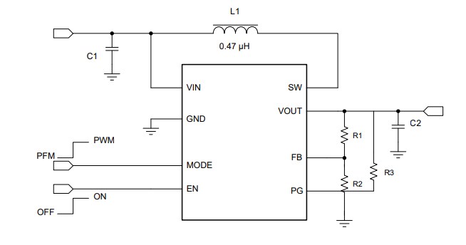 Application Circuit Diagram - Texas Instruments TPS61033x/TPS61033x-Q1 Synchronous Boost Converter