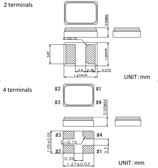 Mechanical Drawing - Seiko Instruments SC-12S SMD Quartz Crystal Unit
