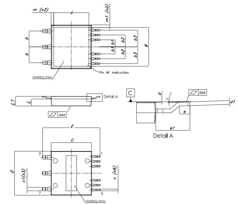 Mechanical Drawing - STMicroelectronics SH63N65DM6AG Power MOSFET