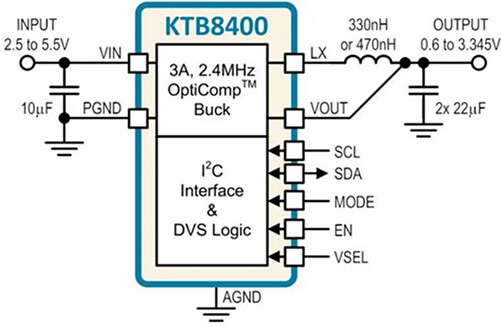 Application Circuit Diagram - Kinetic Technologies KTB8400 Switching Voltage Regulator
