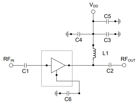 Application Circuit Diagram - MACOM MAAM-011252/-011305 Gain Block Amplifiers