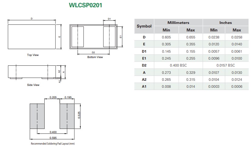 Mechanical Drawing - Littelfuse SP31xE TVS Diode Arrays
