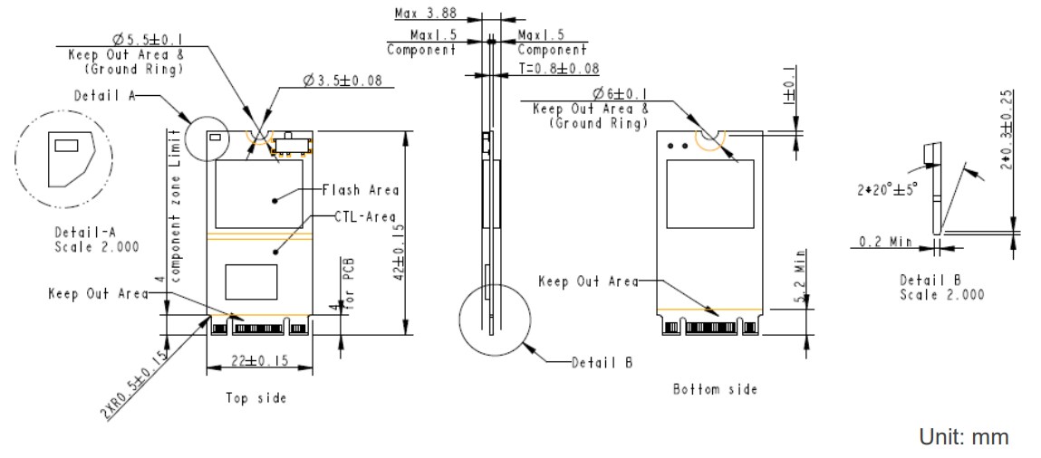Mechanical Drawing - Apacer Technology Inc. PV910-M242 PCI Express Flash Drives