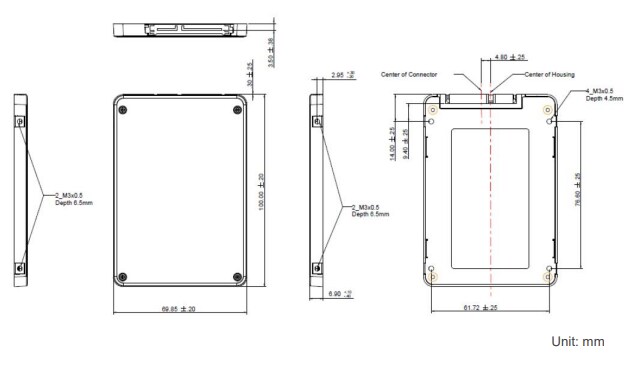 Mechanical Drawing - Apacer Technology Inc. SV25P-25 Solid State Disk (SSD) Drives