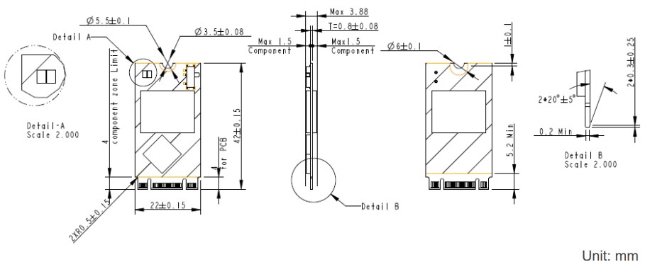 Mechanical Drawing - Apacer Technology Inc. ST250-M242 Flash Drives