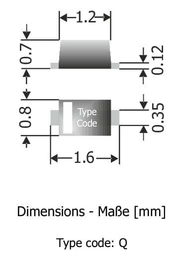 Mechanical Drawing - Diotec Semiconductor 1SS405/AQ  Schottky Diodes