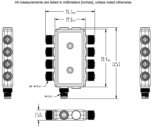 Chart - Banner Engineering R95C 8-Port Modbus Hubs