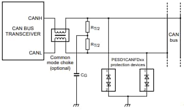 Application Circuit Diagram - Nexperia PESD1CANFD ESD Protection Diodes