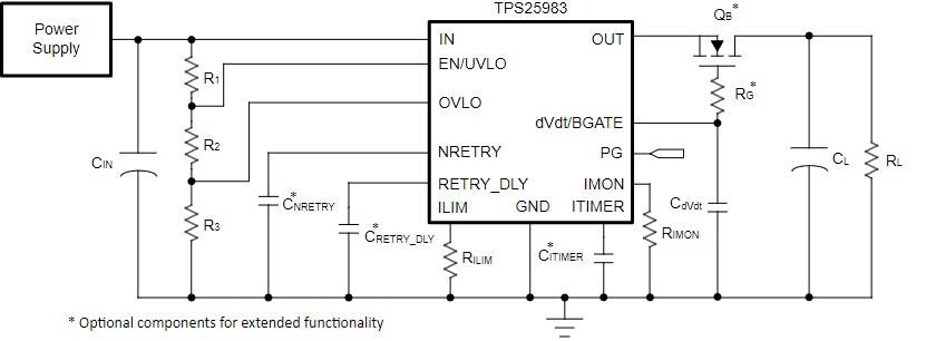 Schematic - Texas Instruments TPS25983 Hot-Swap eFuses
