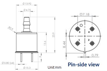 Mechanical Drawing - SST Sensing SO-E3-x Mini Oxygen Sensor Hose Connection Kits