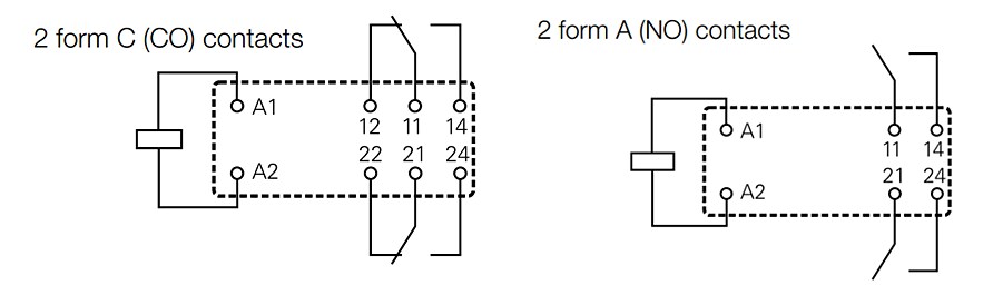 Mechanical Drawing - TE Connectivity / Schrack RT2 General Purpose Power PCB Relays