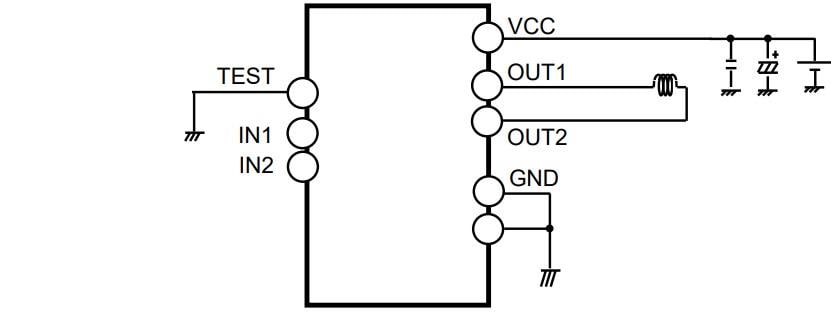 Application Circuit Diagram - ROHM Semiconductor BD62120JEFJ 36V DC Brush Motor Driver