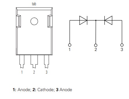 Schematic - IXYS DPF100C1200HB 1200V, 2x 50A Fast Recovery Diodes
