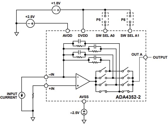 Application Circuit Diagram - Analog Devices Inc. EVAL-ADA4352-2EBZ Evaluation Board