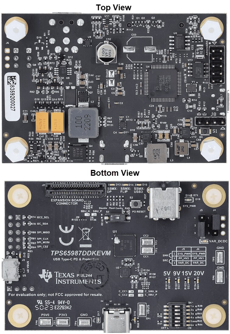 Mechanical Drawing - Texas Instruments TPS65987DDKEVM Evaluation Module (EVM)