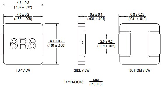 Mechanical Drawing - Bourns SRP0410F Shielded Power Inductors