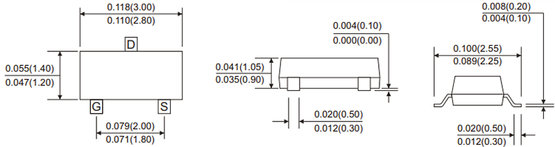 Mechanical Drawing - Comchip Technology CMSN2304A-HF MOSFET