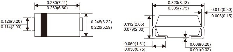 Mechanical Drawing - Comchip Technology 8.0SMDJ SMD Transient Voltage Suppressors