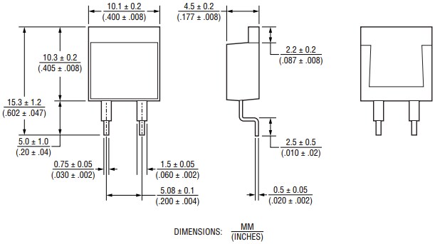 Mechanical Drawing - Bourns PFS35 Riedon™ Thick Film Resistors