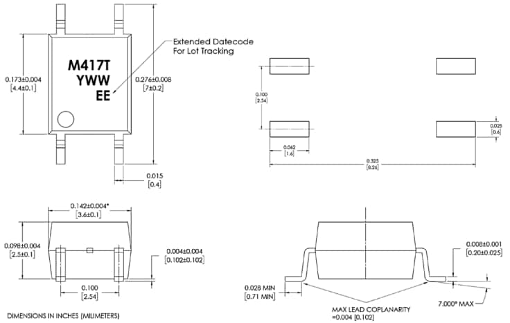 Mechanical Drawing - Broadcom ACPL-M417T Optocouplers