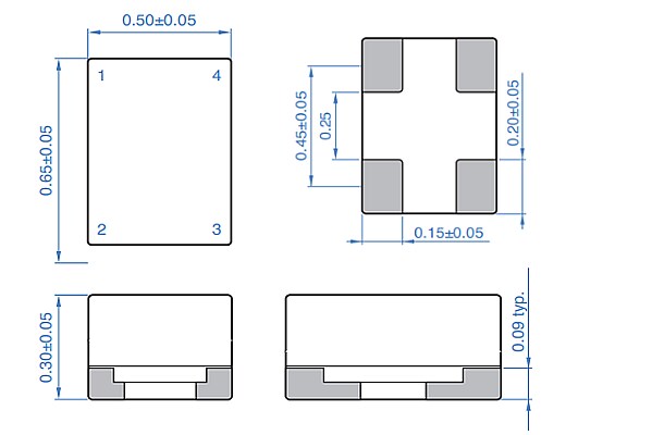 Mechanical Drawing - TDK TCM-U Thin Film Common Mode Filters