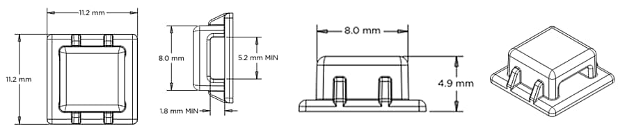 Chart - TE Connectivity Standard & Mini Cable Tie Adhesive Mount Brackets