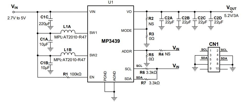 Schematic - Monolithic Power Systems (MPS) EVL3439-C-00A Evaluation Board
