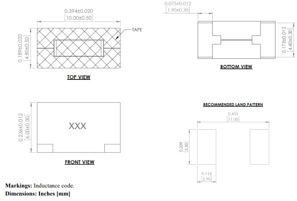 Mechanical Drawing - Abracon AVR-1Z100506S Vertically Assembled Power Inductors